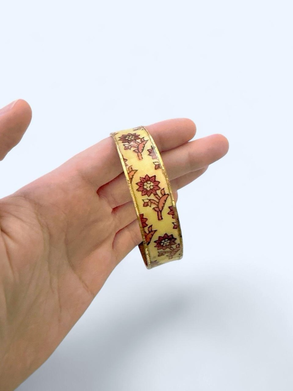Vintage Floral Enamel Bangle Bracelet
